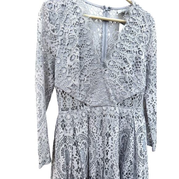 ASOS Dress Lace Chantilly Ash Tea Midi Empire Tulle Prom Formal Size 6 New - Picture 4 of 9